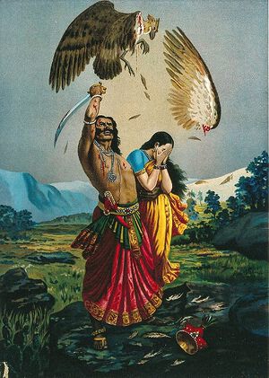 Rahwana slaughtering jatayu.jpg